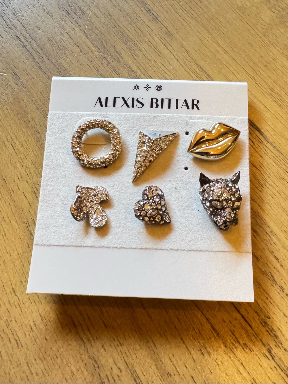 Alexis Bittar Gold and Crystal Mixed Stud Earring Set